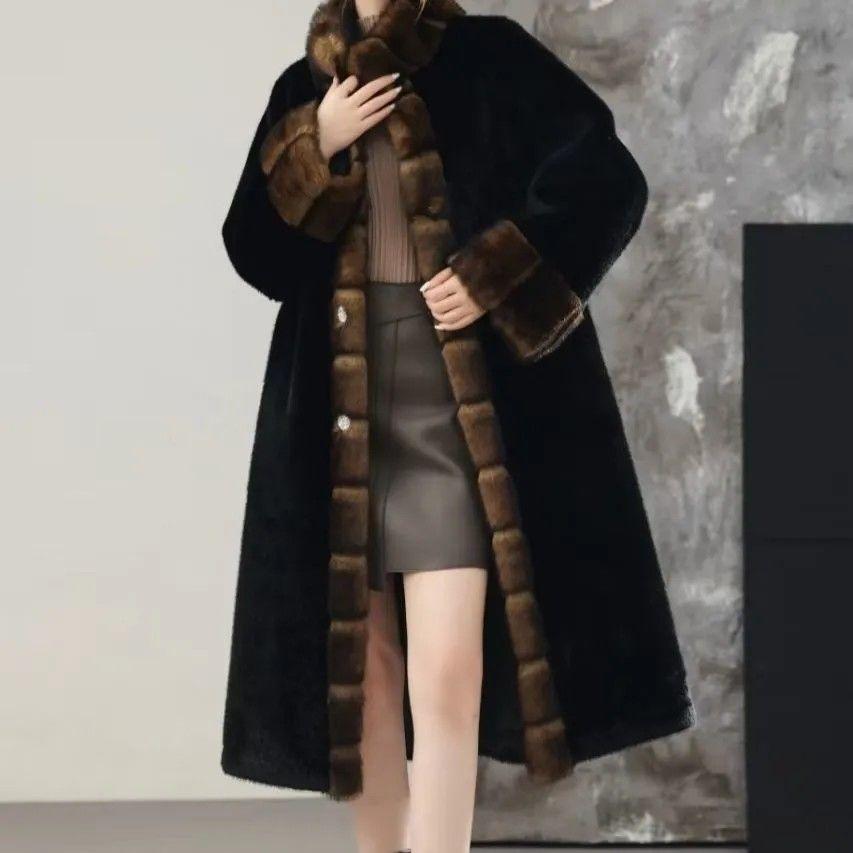 Зимнее женское меховое пальто Толстое теплое пальто с воротником-стойкой Длинное меховое пальто 2XL чёрный
Зимнее женское меховое пальто Толстое теплое пальто с воротником-стойкой Длинное меховое пальто 2XL чёрный