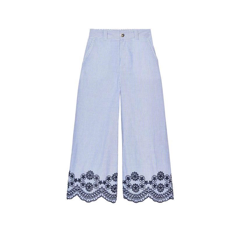 Cotton Embroidery Stripe V-neck Top 3402932 Cotton Embroidery Stripe High Waist Wide Leg Pants 3399932 Blue pants L
Cotton Embroidery Stripe V-neck Top 3402932 Cotton Embroidery Stripe High Waist Wide Leg Pants 3399932 Blue pants L