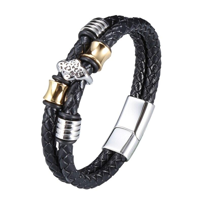 New Woven Leather Rope Wrapping Special Style Punk Stainless Steel Men s Leather Bracelet Double-Layer Design 205mm чорний
New Woven Leather Rope Wrapping Special Style Punk Stainless Steel Men s Leather Bracelet Double-Layer Design 205mm чорний