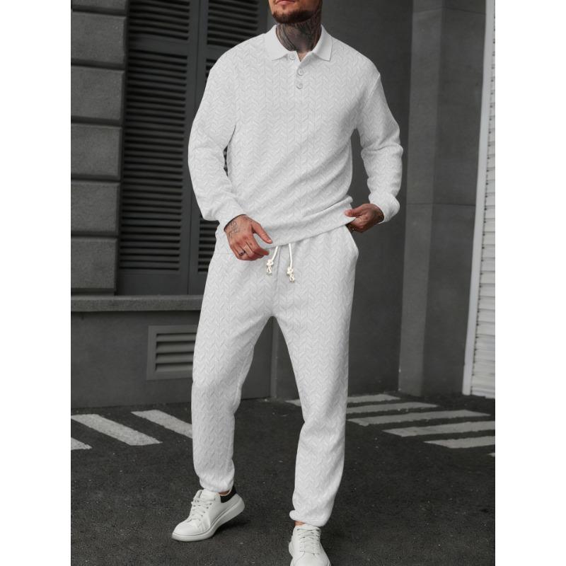 Чоловіча сорочка-поло Весна-Осінь Текстура колоса Чоловіча спортивна сорочка-поло з довгим рукавом Комплект штанів S білий
Чоловіча сорочка-поло Весна-Осінь Текстура колоса Чоловіча спортивна сорочка-поло з довгим рукавом Комплект штанів S білий