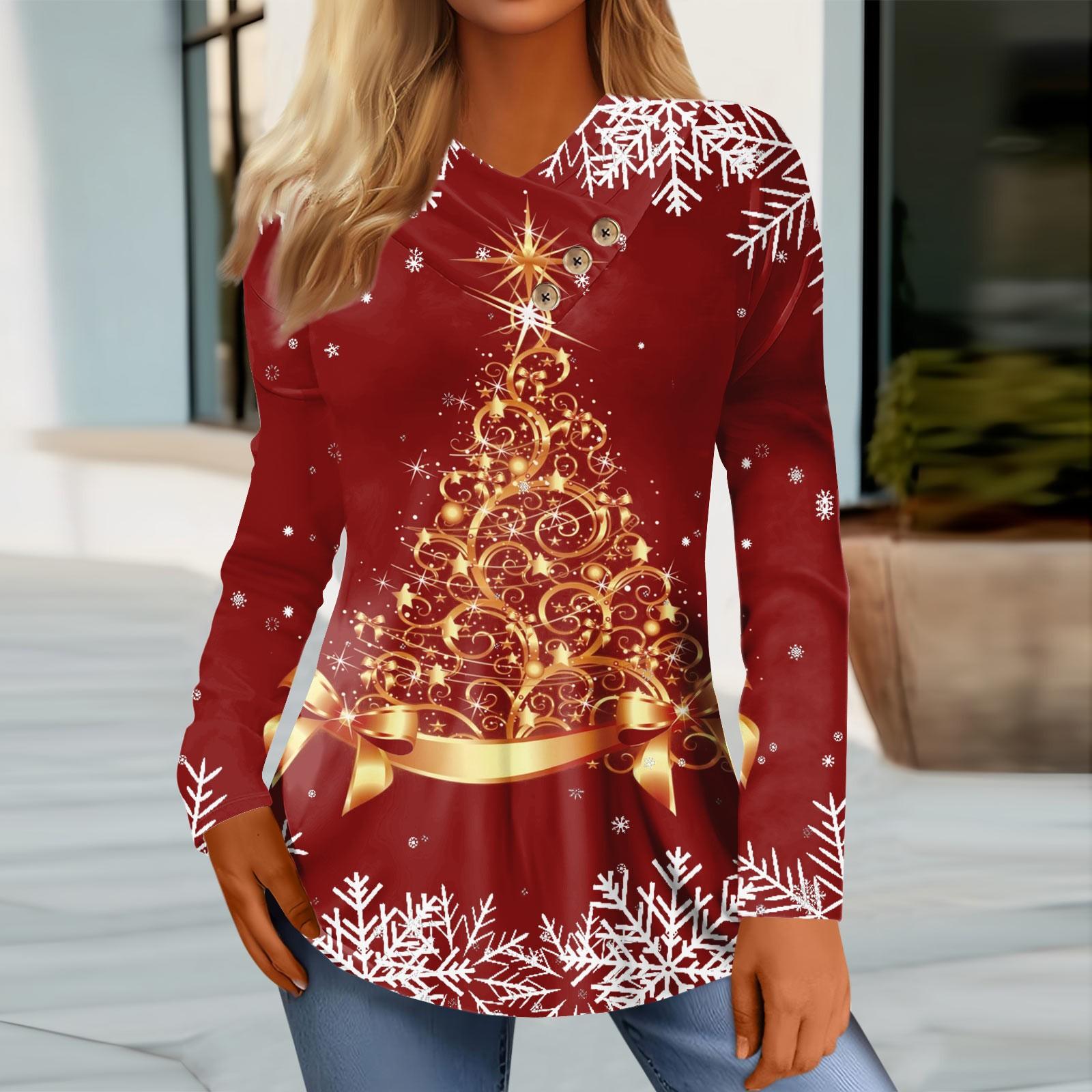 Womens Tops Casual Buttons Neck Long Sleeve Shirt Christmas Printed Trendy Patchwork Blouses Tees XL жовтий
Womens Tops Casual Buttons Neck Long Sleeve Shirt Christmas Printed Trendy Patchwork Blouses Tees XL жовтий