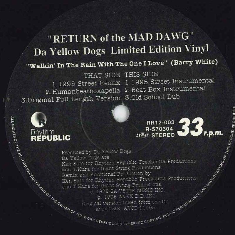 12inch Record DA YELLOW DOGS - Return Of The Mad Dawg RR12003 RHYTHM REPUBLIC Japan Rap & Hip-Hop/R&B Used
12inch Record DA YELLOW DOGS - Return Of The Mad Dawg RR12003 RHYTHM REPUBLIC Japan Rap & Hip-Hop/R&B Used