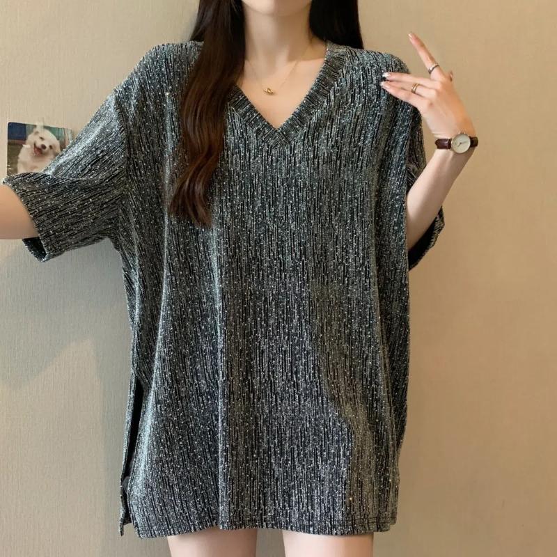 Korean Fashion Summer T Shirts Women s V Neck Solid Color Patchwork Split Simplicity Casual Loose Short Sleeve Mid Lengt S серебряный серый
Korean Fashion Summer T Shirts Women s V Neck Solid Color Patchwork Split Simplicity Casual Loose Short Sleeve Mid Lengt S серебряный серый