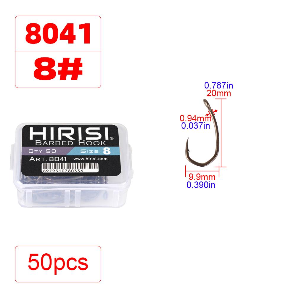 Hirisi 8041 50Pcs PTFE Coated Fish Hook High Carbon Stainless Steel Anti-Rust Sharp Point Barbed With Eye for Fishing Accessory
Hirisi 8041 50Pcs PTFE Coated Fish Hook High Carbon Stainless Steel Anti-Rust Sharp Point Barbed With Eye for Fishing Accessory
