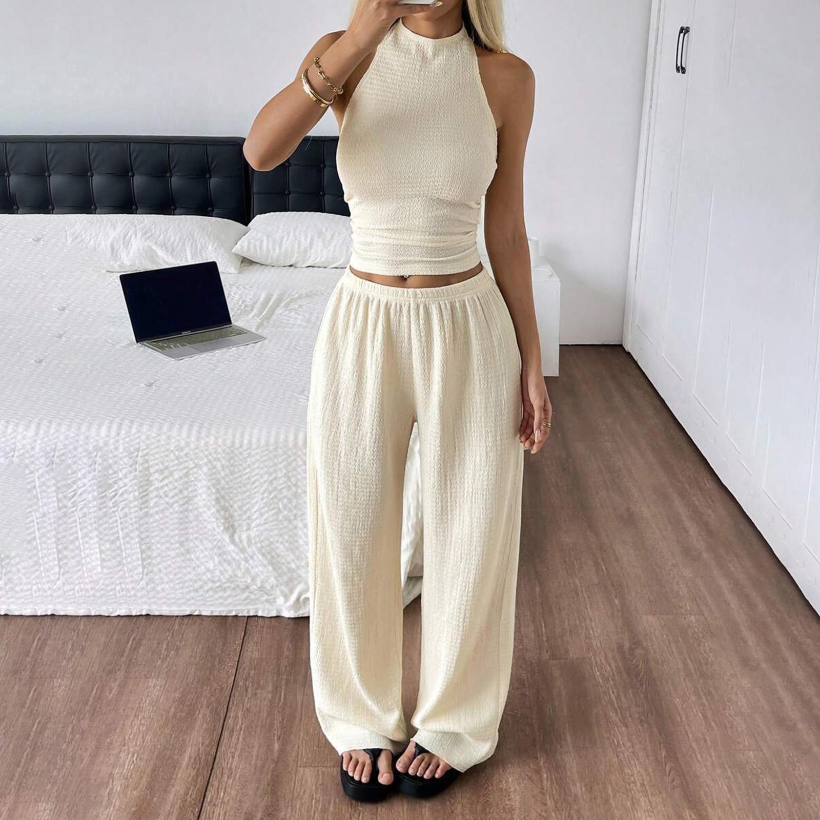 Women’s Two Piece Set Sleeveless Halter Neck Top and Wide Leg Long Pants Casual Relaxed Fit Outfit for Daily Wear XXL бежевый
Women’s Two Piece Set Sleeveless Halter Neck Top and Wide Leg Long Pants Casual Relaxed Fit Outfit for Daily Wear XXL бежевый