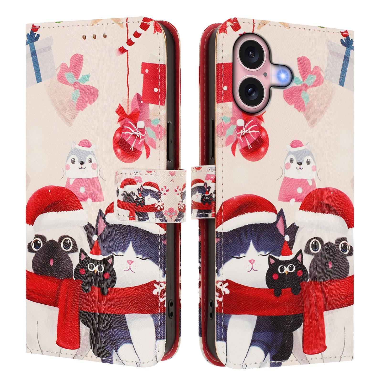 For iPhone 16 Wallet Case Christmas Pattern Printing Leather Phone Cover with Lanyard Christmas Animals
For iPhone 16 Wallet Case Christmas Pattern Printing Leather Phone Cover with Lanyard Christmas Animals