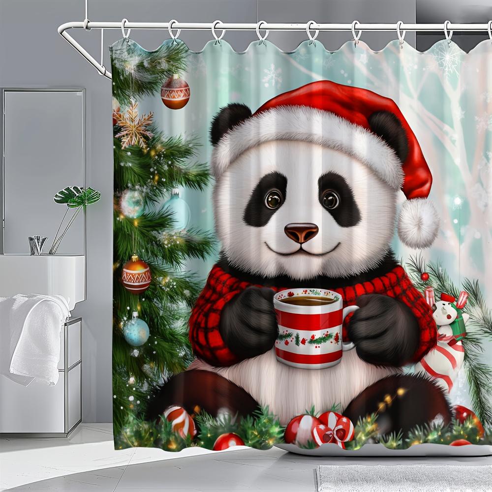 Christmas Panda Shower Curtain - Festive Holiday Design With Santa Hat And Hot Cocoa, Waterproof Fabric For Bathroom Decor W60H190(CM)-1 Pcs
Christmas Panda Shower Curtain - Festive Holiday Design With Santa Hat And Hot Cocoa, Waterproof Fabric For Bathroom Decor W60H190(CM)-1 Pcs