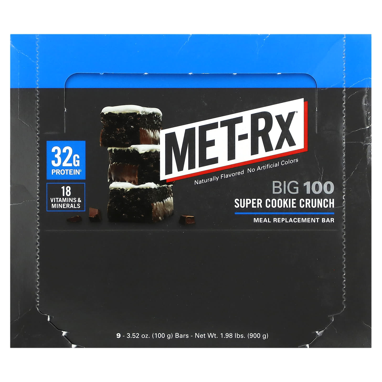 MET-Rx, Big 100, Meal Replacement Bars, Super Cookie Crunch, 9 Bars, 3.52 oz (100 g) Each
MET-Rx, Big 100, Meal Replacement Bars, Super Cookie Crunch, 9 Bars, 3.52 oz (100 g) Each