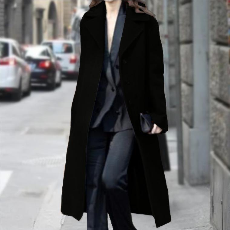 Новое осенне-зимнее толстое шерстяное женское пальто большого размера длинное нижнее пальто 3XL