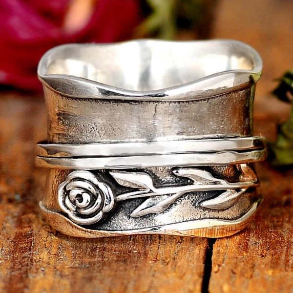 He Cheng Cross-border Wide Band Retro Rose Anxiety Relief Ring Size 10 античный серебряного
He Cheng Cross-border Wide Band Retro Rose Anxiety Relief Ring Size 10 античный серебряного