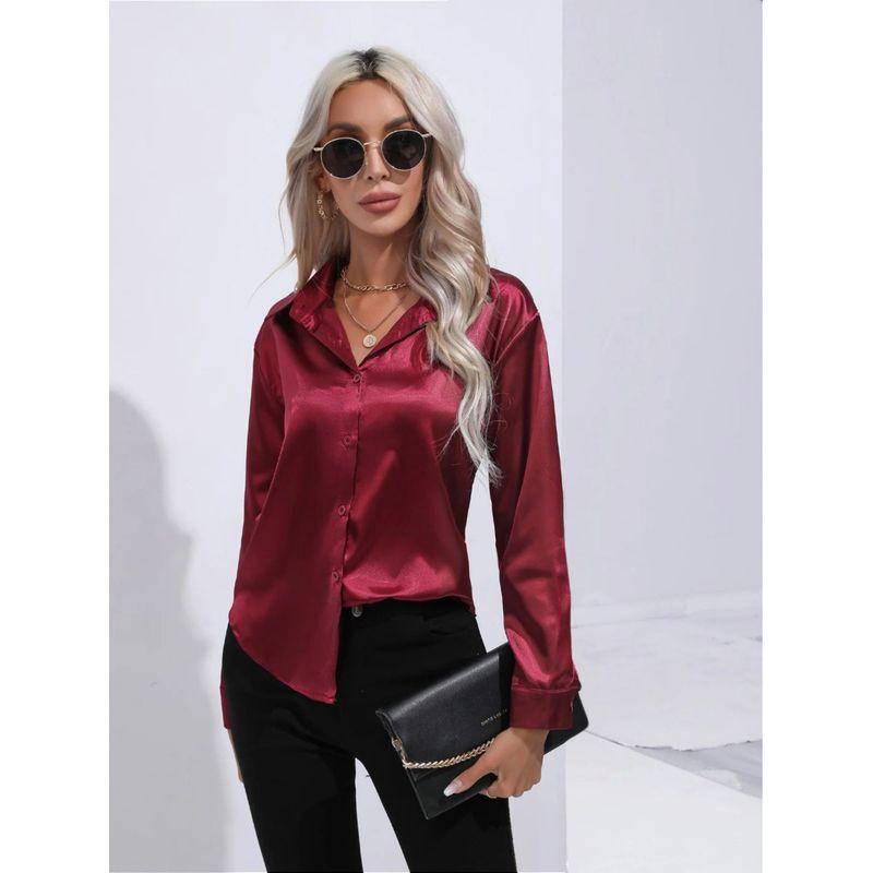 V-neck Solid Color Lapel Shirt for Women Women s V Neck Solid Color Polo Collar Shirt Bright pink M
V-neck Solid Color Lapel Shirt for Women Women s V Neck Solid Color Polo Collar Shirt Bright pink M