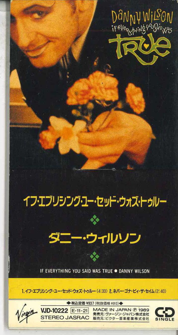 CD DANNY WILSON - If Everything You Said Was True VJD10222PROMO VIRGIN 1989 Japan Rock Used
CD DANNY WILSON - If Everything You Said Was True VJD10222PROMO VIRGIN 1989 Japan Rock Used
