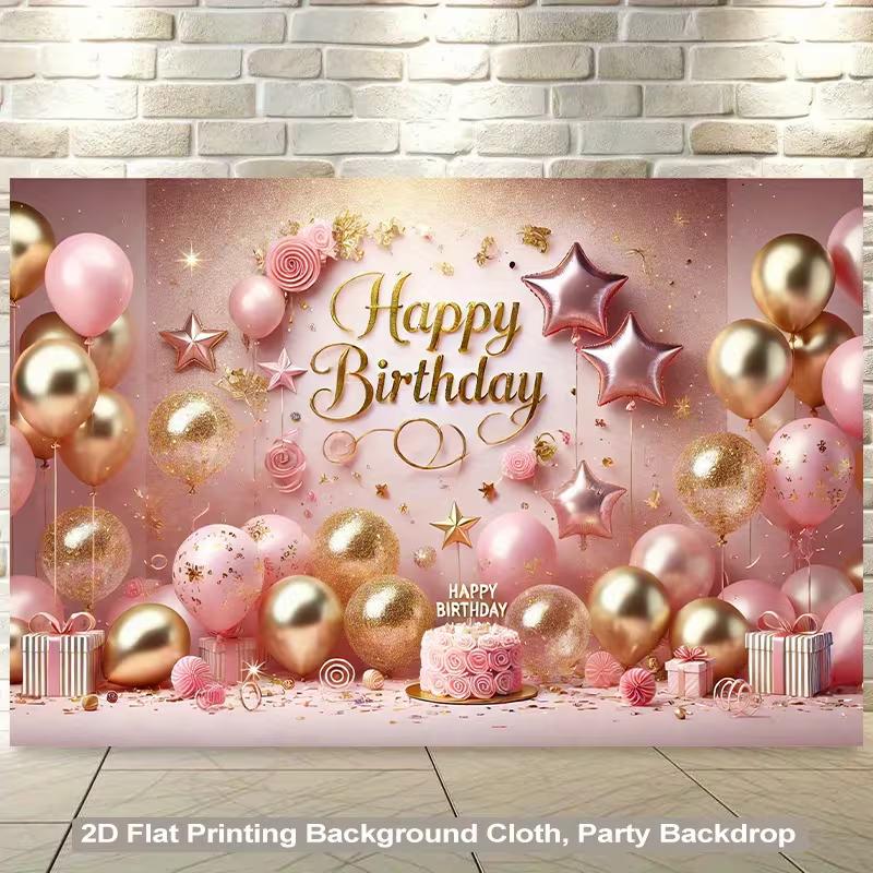2D Birthday Photography Background, Pink Gold Themed Party Backdrop Banner 47.2x31.5inch/120*80cm
2D Birthday Photography Background, Pink Gold Themed Party Backdrop Banner 47.2x31.5inch/120*80cm