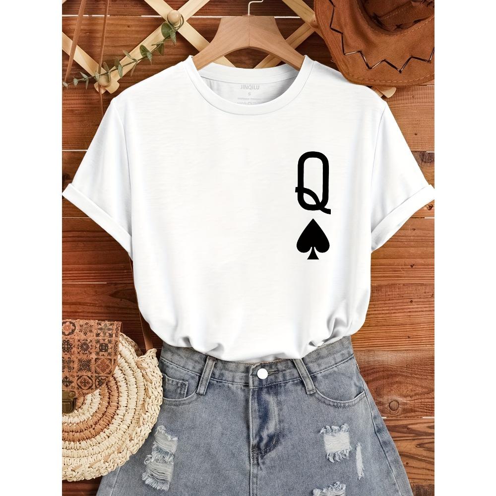 Women Cotton Short Sleeves T-shirts Queen of Spades Women s Tee Minimalist Card Graphic Casual Black Top 3XL
Women Cotton Short Sleeves T-shirts Queen of Spades Women s Tee Minimalist Card Graphic Casual Black Top 3XL