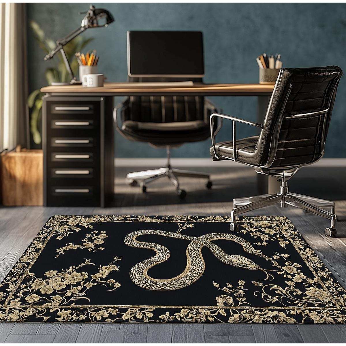 Black Gold Snake Floral Crystal Velvet Rug Modern Gaming Room Decor Luxury Pattern Floor Mat Anti Slip Home Office Carpet 60cm x 90cm
Black Gold Snake Floral Crystal Velvet Rug Modern Gaming Room Decor Luxury Pattern Floor Mat Anti Slip Home Office Carpet 60cm x 90cm