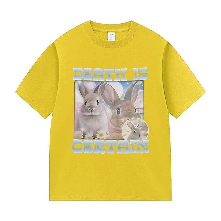 Death Is Certain Funny Rabbit Meme TShirts Unisex Women Fashion Oversized 100 Cotton TShirt Casual High Quality Clothing T Shirt 4XL
Death Is Certain Funny Rabbit Meme TShirts Unisex Women Fashion Oversized 100 Cotton TShirt Casual High Quality Clothing T Shirt 4XL