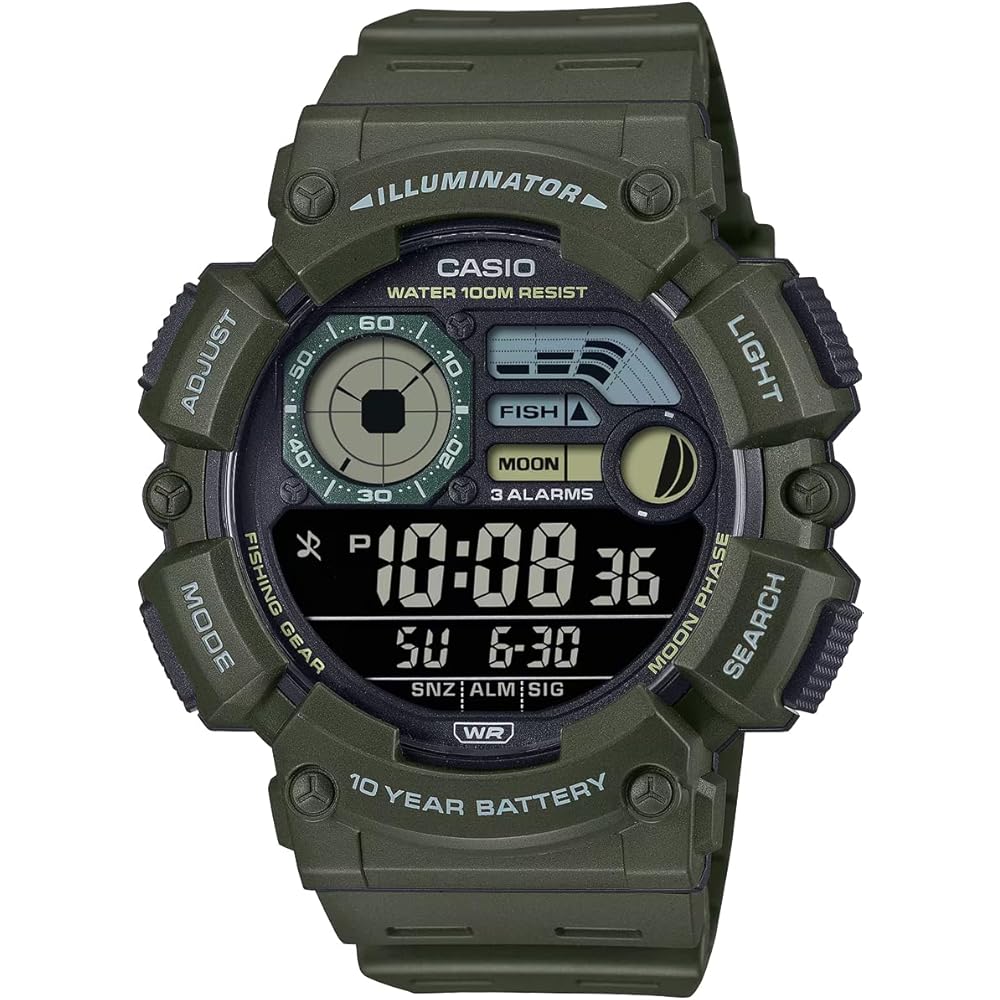 Casio WS-1500H-3BV Digital Men s Watch Fishing and Moon Data Display Black LCD Army Green
Casio WS-1500H-3BV Digital Men s Watch Fishing and Moon Data Display Black LCD Army Green