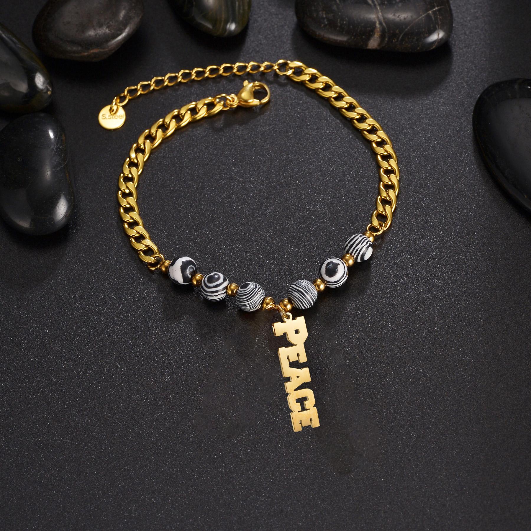 Atoztide Personalized Custom Name Bracelet Beads Chain Bangle Stainless Steel For Women Men Letter Family Birthday Jewelry Gift Silver color&1 name
Atoztide Personalized Custom Name Bracelet Beads Chain Bangle Stainless Steel For Women Men Letter Family Birthday Jewelry Gift Silver color&1 name