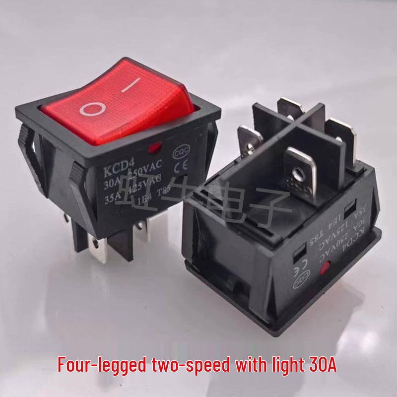 KCD4 30A 4-Pin Rocker Switch with Light, 6-Pin, 2-Position, Silver Contacts
KCD4 30A 4-Pin Rocker Switch with Light, 6-Pin, 2-Position, Silver Contacts
