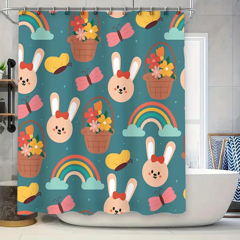 Rabbits Butterflies Shower Curtain Bright Colors with Rainbow Design for Bathroom Decorations Modern Waterproof Fabric Available W90XH180cm
Rabbits Butterflies Shower Curtain Bright Colors with Rainbow Design for Bathroom Decorations Modern Waterproof Fabric Available W90XH180cm