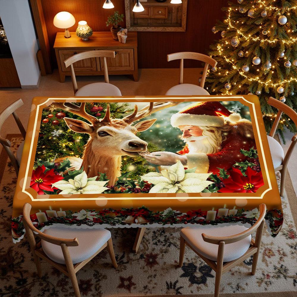 Christmas-Themed Deer And Santa Printed Round And Rectangular Tablecloths, Table Decorations, Festive Atmosphere Round tablecloth-152x152cm
Christmas-Themed Deer And Santa Printed Round And Rectangular Tablecloths, Table Decorations, Festive Atmosphere Round tablecloth-152x152cm