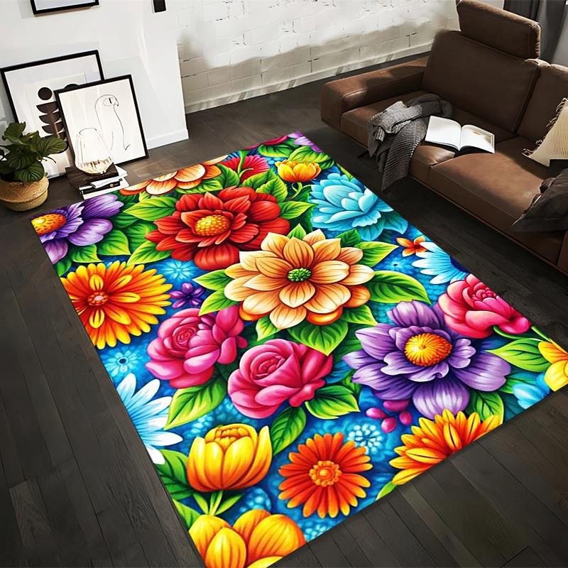 Floral Carpet with Vibrant Multicolor Flowers on Blue Background Suitable for use as an anti-slip for living room bedroom sofas 40x60cm( 15x23in )
Floral Carpet with Vibrant Multicolor Flowers on Blue Background Suitable for use as an anti-slip for living room bedroom sofas 40x60cm( 15x23in )