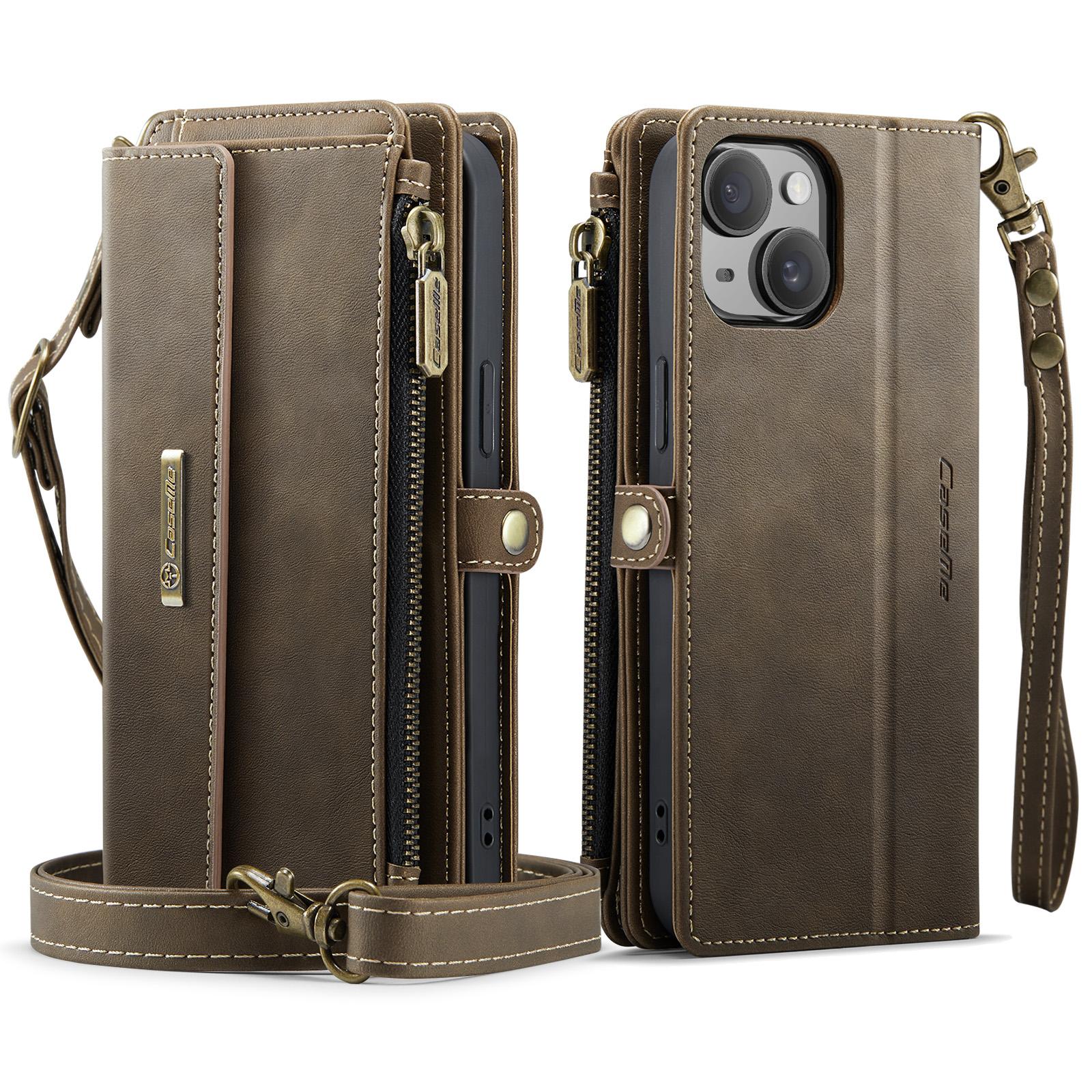 For iPhone 13 6.1 inch Case CASEME C39 RFID Blocking Zipper Wallet Stand Leather Cover with Strap Brown
For iPhone 13 6.1 inch Case CASEME C39 RFID Blocking Zipper Wallet Stand Leather Cover with Strap Brown