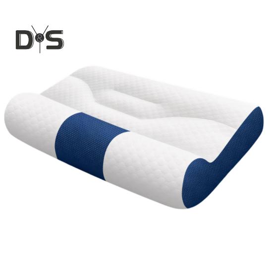 Летняя охлаждающая подушка с медленным отскоком, эластичная, облегчающая боль в шее, подушка для сна, улучшающая кровообращение, моющаяся, поддерживающая шейный отдел позвоночника, удобная для сна на боку L синий