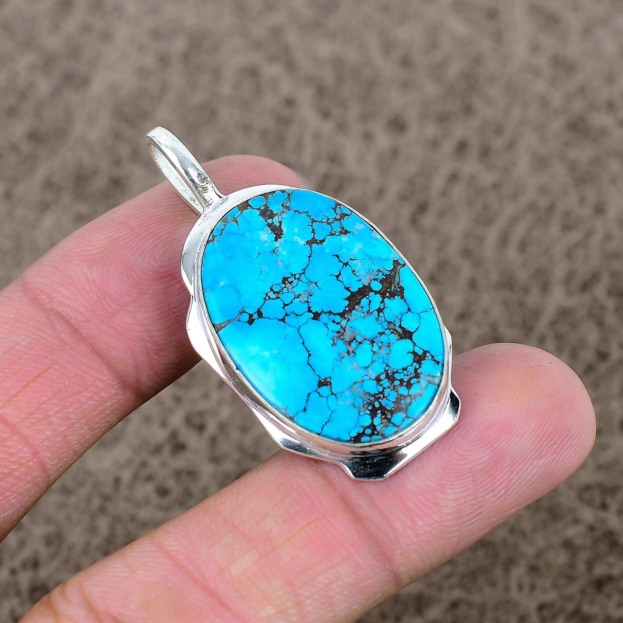 Tibetan Turquoise Gemstone 925 Sterling Silver Jewelry Pendant 1.81 KKG-372
Tibetan Turquoise Gemstone 925 Sterling Silver Jewelry Pendant 1.81 KKG-372
