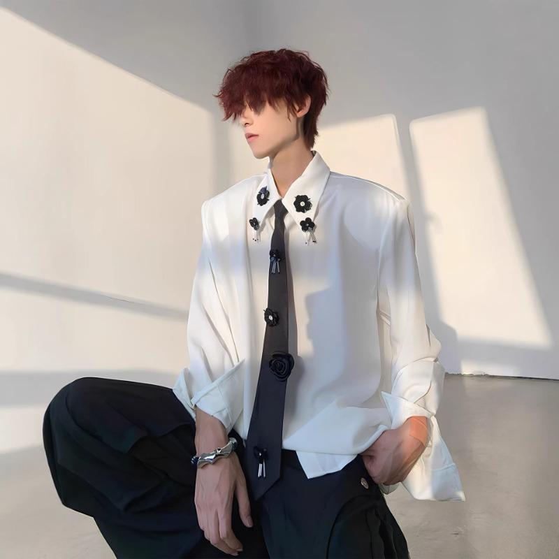 Men s Flower Decor Tie Design Long Sleeve Button Down Shirt Casual Streetwear Top S белый
Men s Flower Decor Tie Design Long Sleeve Button Down Shirt Casual Streetwear Top S белый