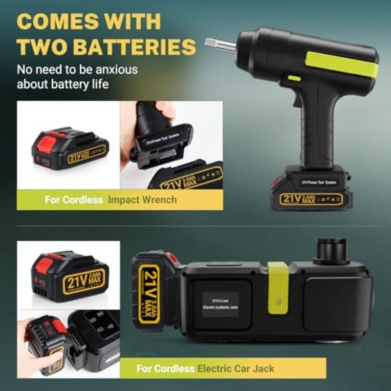 Cordless Electric Hydraulic Car Jack Kit 5 ton with Lithium Battery Includes Cordless Impact Wrench Rechargeable Touchscreen Ja
Cordless Electric Hydraulic Car Jack Kit 5 ton with Lithium Battery Includes Cordless Impact Wrench Rechargeable Touchscreen Ja
