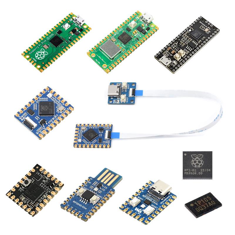 Raspberry Pi Pico and Pico W with W25Q16JVUXIQ and RP2040 in Tiny, Zero, or One configurations.
Raspberry Pi Pico and Pico W with W25Q16JVUXIQ and RP2040 in Tiny, Zero, or One configurations.