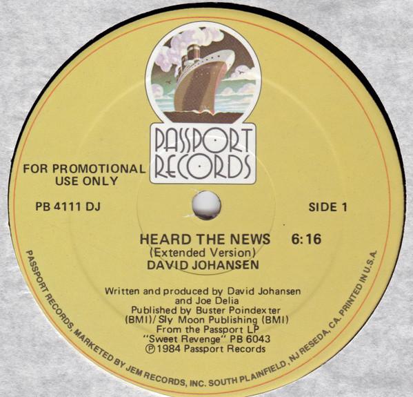 12inch Record DAVID JOHANSEN - Heard The News PB4111DJ Passport Record 1984 US Blues Used
12inch Record DAVID JOHANSEN - Heard The News PB4111DJ Passport Record 1984 US Blues Used