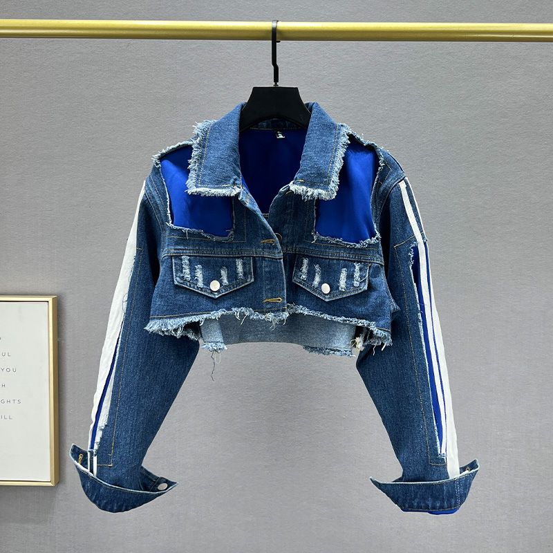 Супер короткая куртка европейского товара джинсовая верхняя одежда Blue All yards
Супер короткая куртка европейского товара джинсовая верхняя одежда Blue All yards