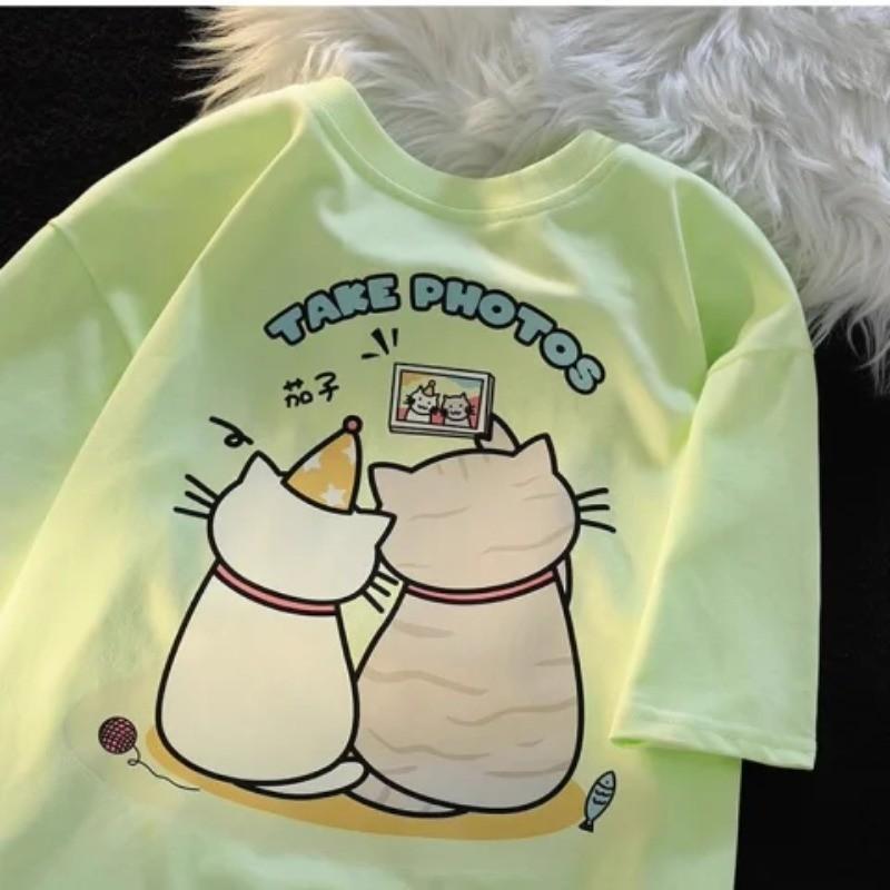 Summer Cartoon Two Cats Cute Printed Short Sleeve Tshirt Loose Fashion Fashion Unisex and Women with The Same Crewneck Top 3XL
Summer Cartoon Two Cats Cute Printed Short Sleeve Tshirt Loose Fashion Fashion Unisex and Women with The Same Crewneck Top 3XL