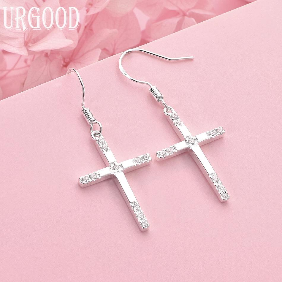 925 Sterling Silver Cross AAA Zircon Pierced Earrings Wedding Jewelry 4.00*1.70cm
925 Sterling Silver Cross AAA Zircon Pierced Earrings Wedding Jewelry 4.00*1.70cm