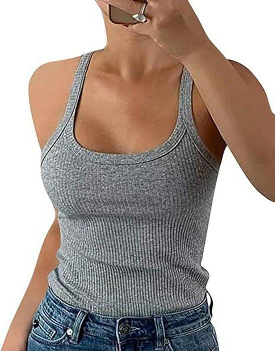 Thin Strap Ribbed Cotton Tank Top - Slim Fit Sleeveless Camisole S срібло сірий колір
Thin Strap Ribbed Cotton Tank Top - Slim Fit Sleeveless Camisole S срібло сірий колір