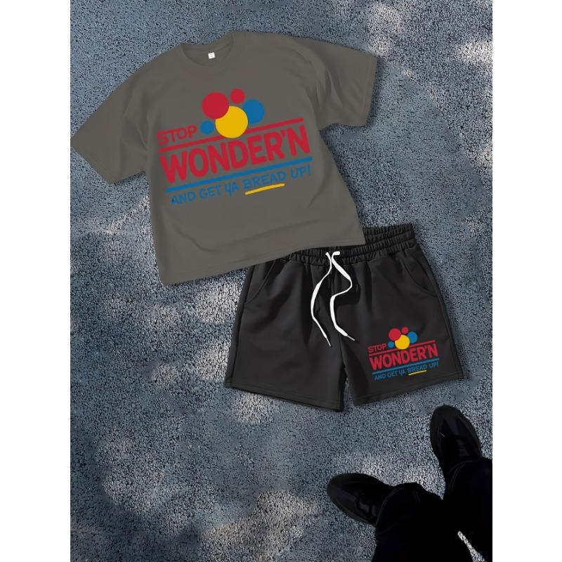 Men s high-quality round neck short-sleeved T-shirt with colorful polka dot letter print + loose drawstring pocket shorts set S
Men s high-quality round neck short-sleeved T-shirt with colorful polka dot letter print + loose drawstring pocket shorts set S
