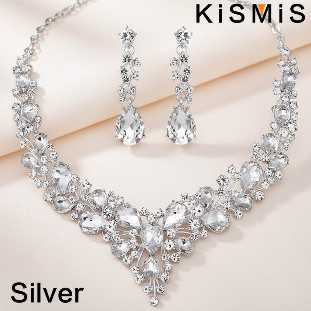 Elegant Bridal Crystal Rhinestone Necklace Earrings Set Wedding Valentine Gift Teardrop Dangle Statement Jewelry Set срібний
Elegant Bridal Crystal Rhinestone Necklace Earrings Set Wedding Valentine Gift Teardrop Dangle Statement Jewelry Set срібний