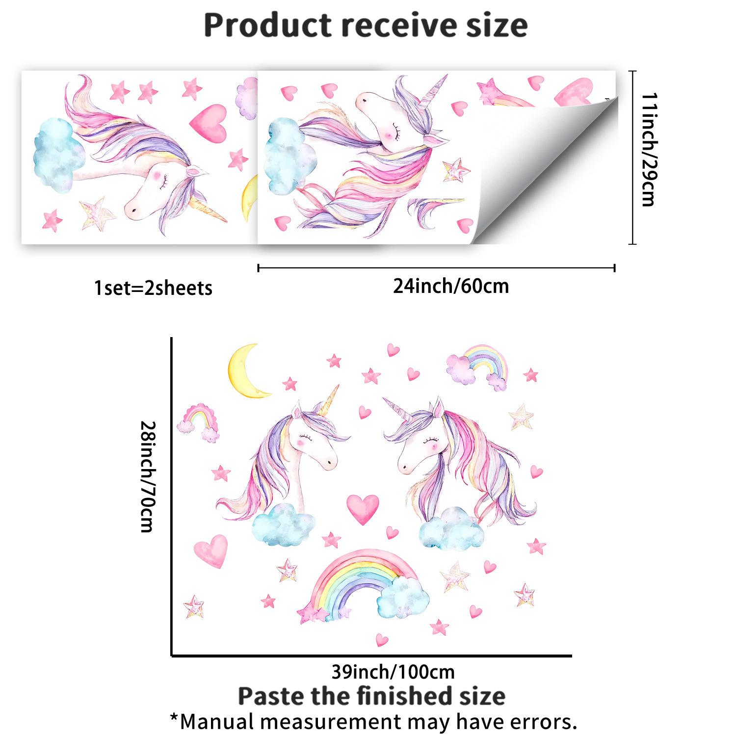 Rainbow Unicorn Wall Sticker Cartoon Fairy Tale Self Adhesive for Girls Room Decor 29x60cm*2pcs різнокольоровий
Rainbow Unicorn Wall Sticker Cartoon Fairy Tale Self Adhesive for Girls Room Decor 29x60cm*2pcs різнокольоровий