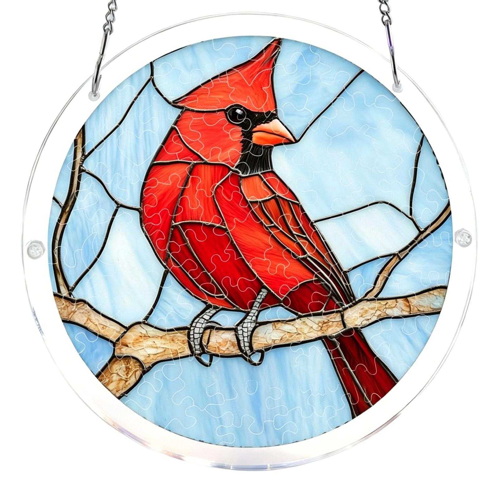 2D Acrylic Hanging Puzzle with Cardinal Bird Design Stained Glass Style Window Decoration Round Shape Hanging Ornament for Home and Office One Size
2D Acrylic Hanging Puzzle with Cardinal Bird Design Stained Glass Style Window Decoration Round Shape Hanging Ornament for Home and Office One Size