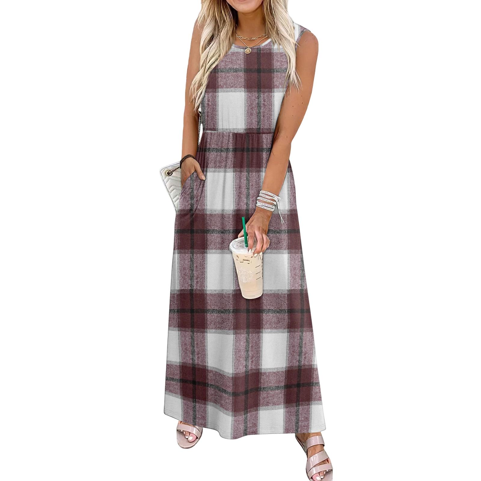Ladies plaid printed casual and fashionable waist cinched sleeveless dress XXL коричневий
Ladies plaid printed casual and fashionable waist cinched sleeveless dress XXL коричневий