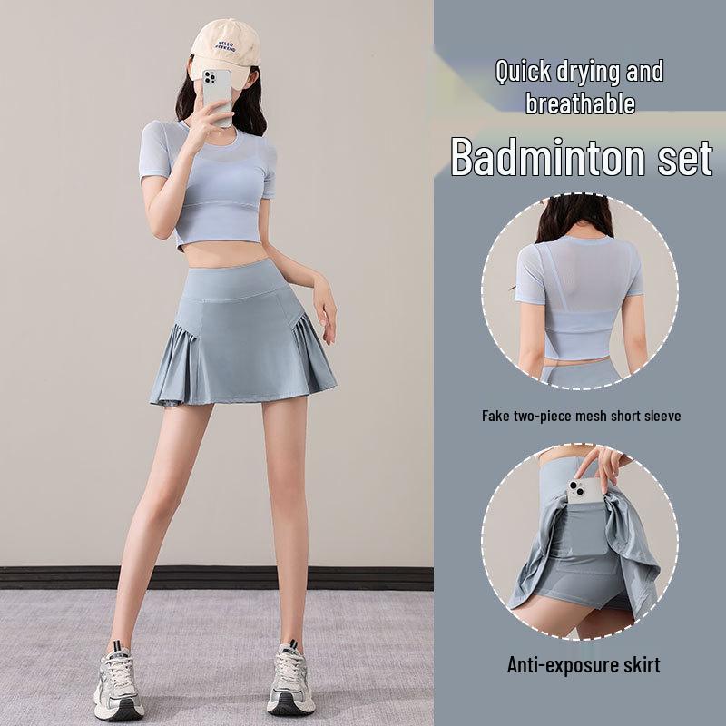 Women s Summer 2025 Sportswear Set: Mesh Short Sleeve Top & Skirt for Running, Badminton, Tennis. Medium
Women s Summer 2025 Sportswear Set: Mesh Short Sleeve Top & Skirt for Running, Badminton, Tennis. Medium