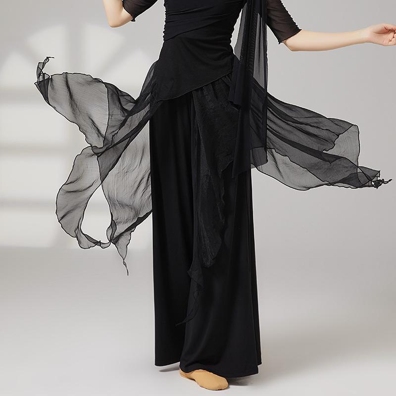 Classical Dance Flowy Pant Women Double Layers Wide Leg Trouser Ruffle Mesh Spliced Yoga Stage Practice Wear Performance Costume XL чорний
Classical Dance Flowy Pant Women Double Layers Wide Leg Trouser Ruffle Mesh Spliced Yoga Stage Practice Wear Performance Costume XL чорний