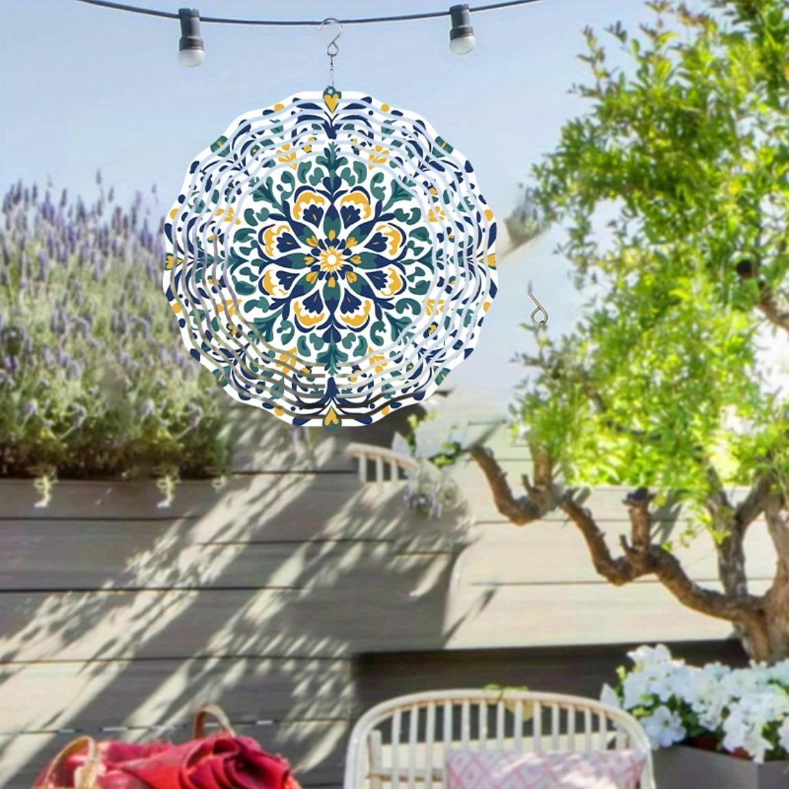 Vibrant Blue, Gold & White Mandala Wind Spinner - Intricate Metal Floral Wind Chime for Gardener 01A
Vibrant Blue, Gold & White Mandala Wind Spinner - Intricate Metal Floral Wind Chime for Gardener 01A