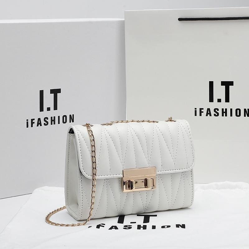 Классическая женская сумка геометрическая вышитая маленькая квадратная сумка сумка через плечо 2025 осень и зима повседневная простая сумка-мессенджер на цепочке белый