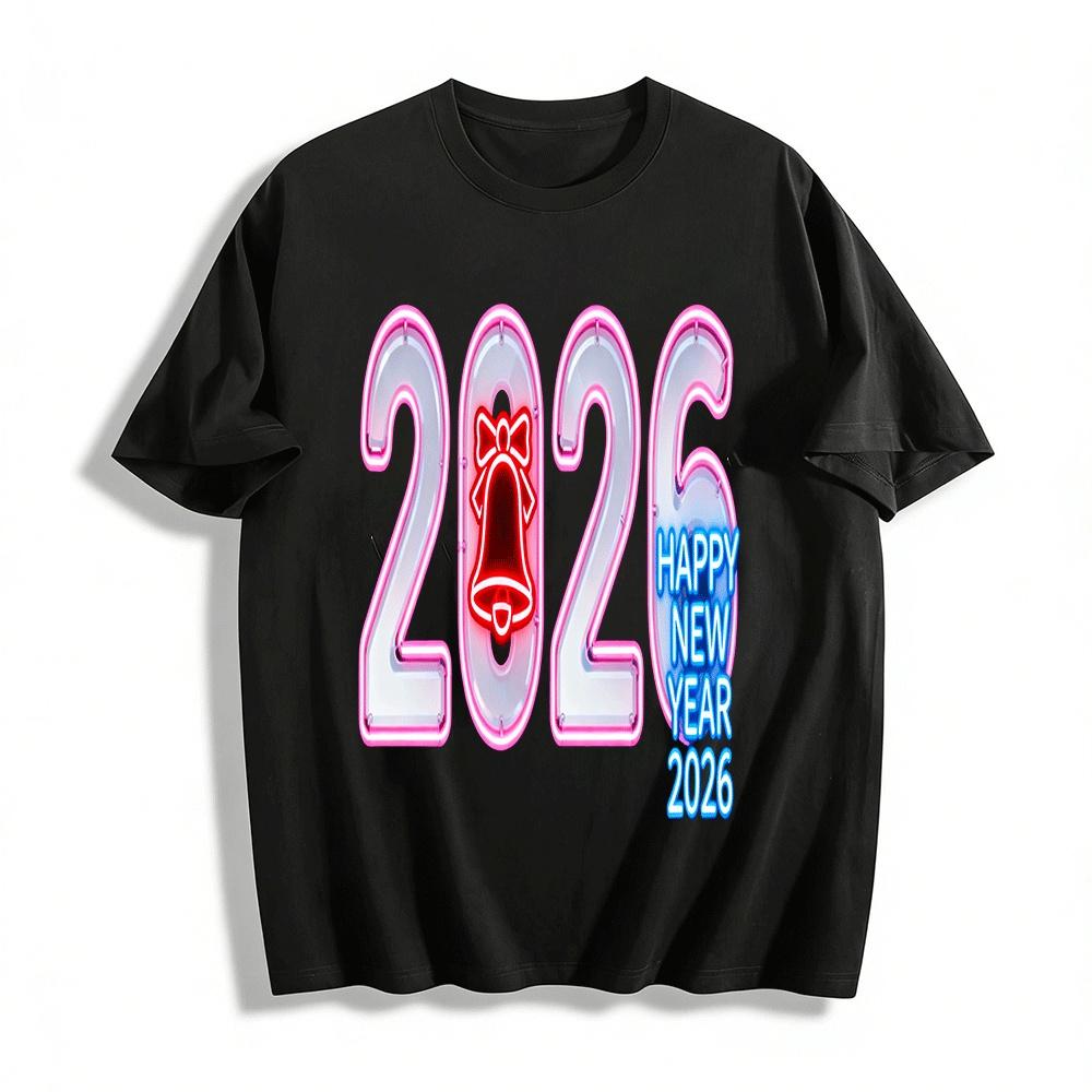 2026 Happy New Year Neon Print Casual Top For Men And Women Pure cotton T-shirt XXS
2026 Happy New Year Neon Print Casual Top For Men And Women Pure cotton T-shirt XXS