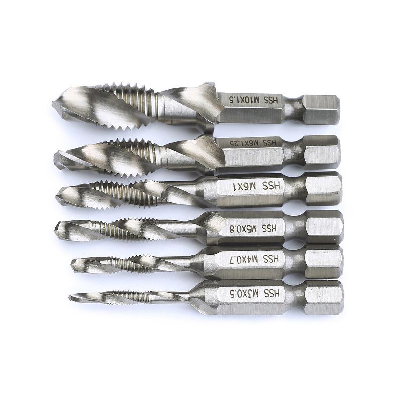 6-in-1 Hand Tap Drill Hex Shank HSS Screw Spiral Point Thread Metric Plug Drill Bits Type A
6-in-1 Hand Tap Drill Hex Shank HSS Screw Spiral Point Thread Metric Plug Drill Bits Type A