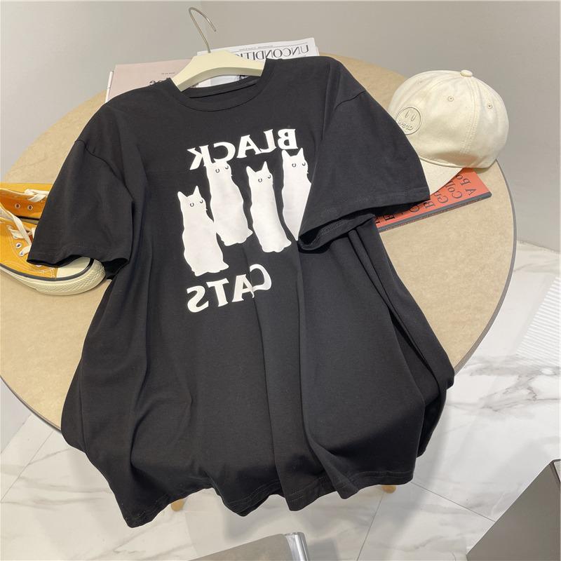 Модная женская футболка с коротким рукавом из хлопка с принтом кошки - Свободный крой, Шикарный гонконгский стиль M
Модная женская футболка с коротким рукавом из хлопка с принтом кошки - Свободный крой, Шикарный гонконгский стиль M