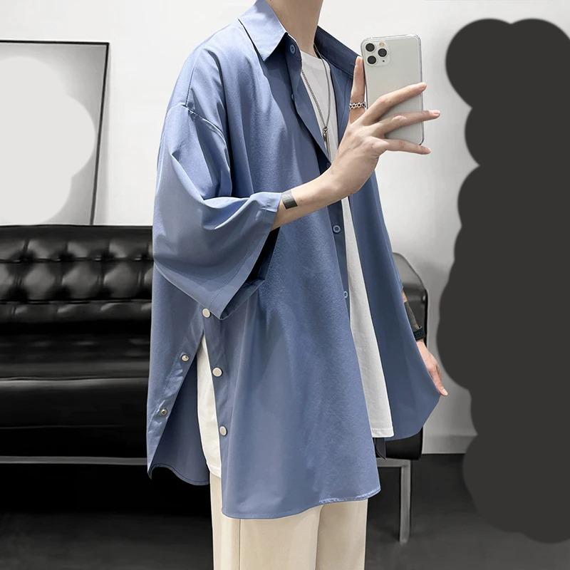 Side Buttons Shirt Harajuku Solid Button Up Korean Short Sleeve Aesthetic Shirts Blouse Men Black White Yellow S синій
Side Buttons Shirt Harajuku Solid Button Up Korean Short Sleeve Aesthetic Shirts Blouse Men Black White Yellow S синій